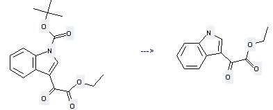 1H-Indole-3-aceticacid, α-oxo-, ethyl ester can be prepared by 3-ethoxycarbonecarbonyl-indole-1-carboxylic acid tert-butyl ester at the temperature of 180-185°C